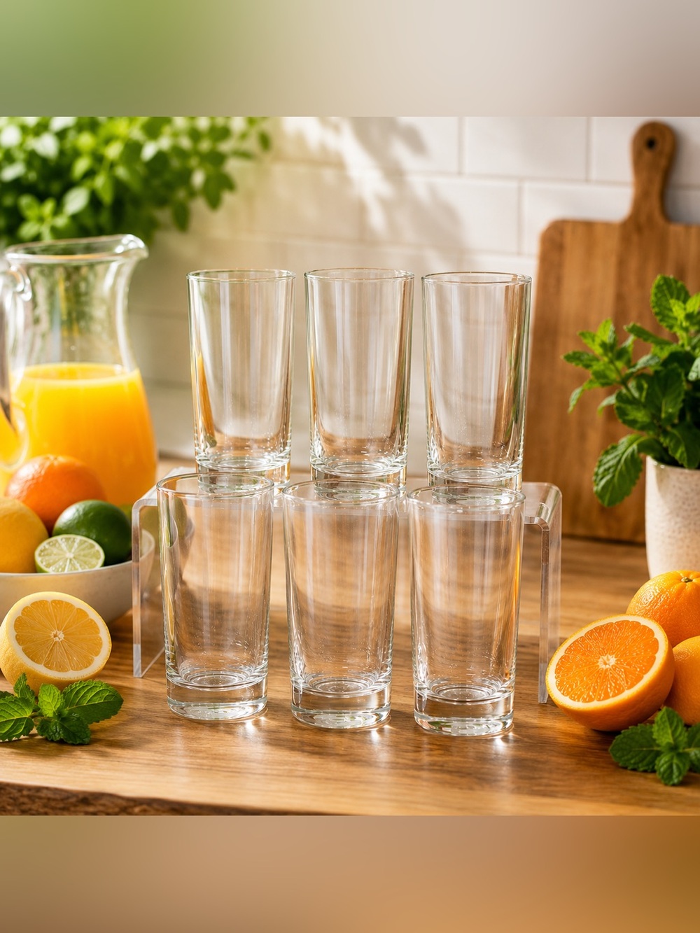 🔍 Set of (6) Clear Highball Drinking Juice Glasses – Heavy Base